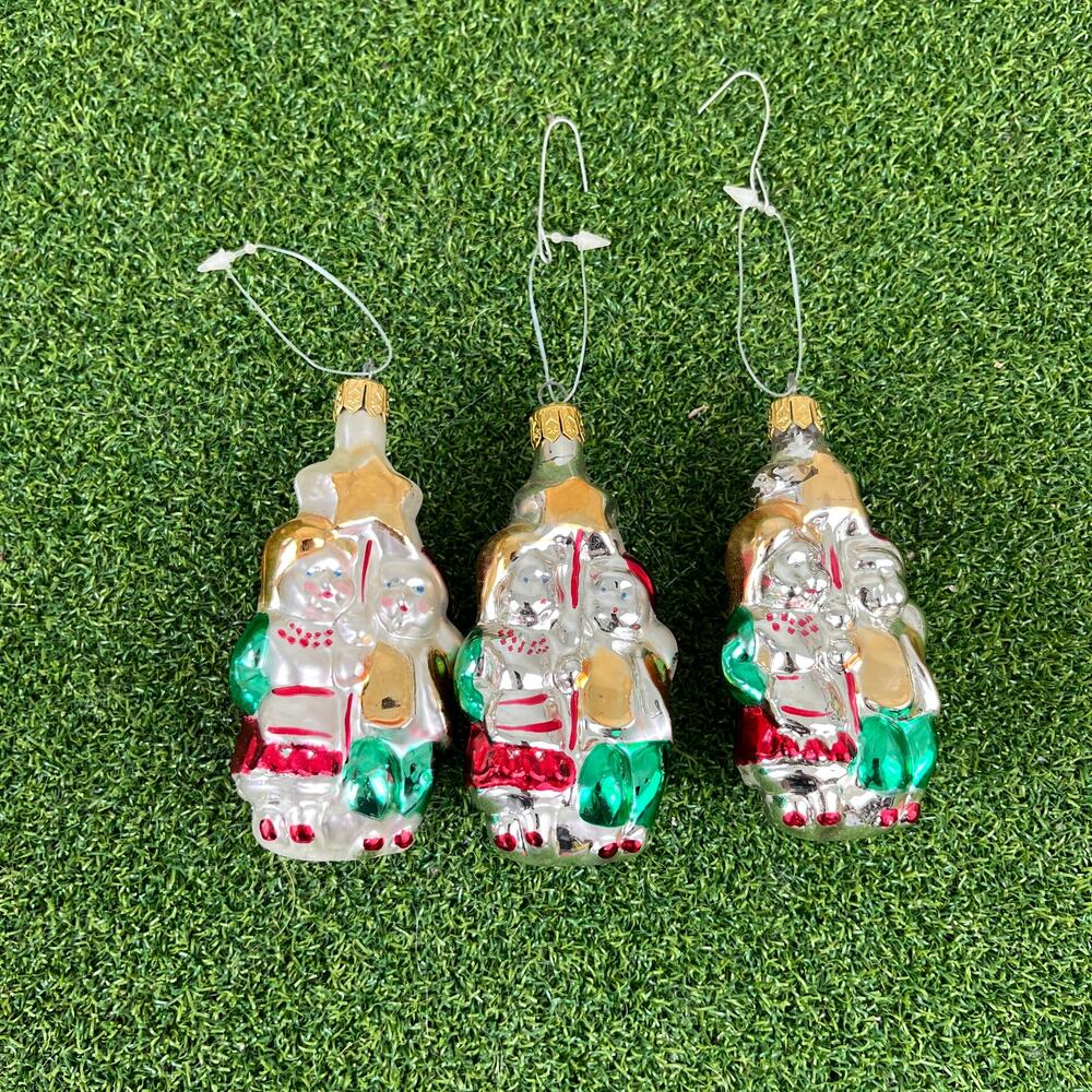 Vintage Blown Glass Children with Star Christmas Ornament Lot